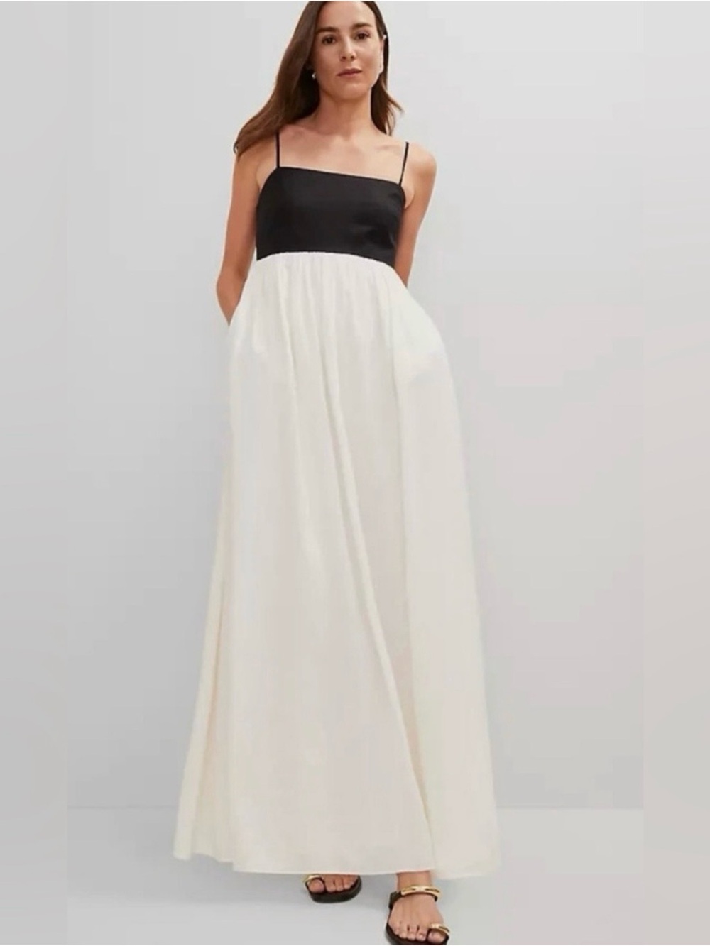 Ann Taylor Strappy Linen Blend Maxi Dress